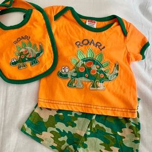 Boys 3pc Dino Shorts Set 3/6mths